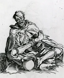 Zittende bedelaar